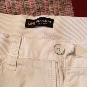 Lee White Relaxed Fit Mid Rise Pants